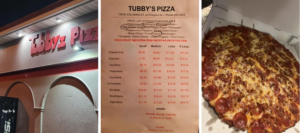 Tubby's Pizza Menu